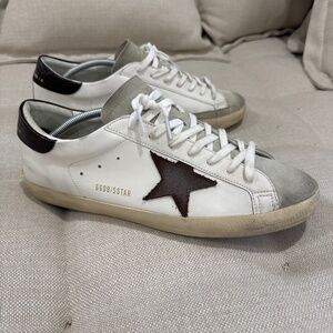Golden Goose Superstar with brown star and heel. Size EU45